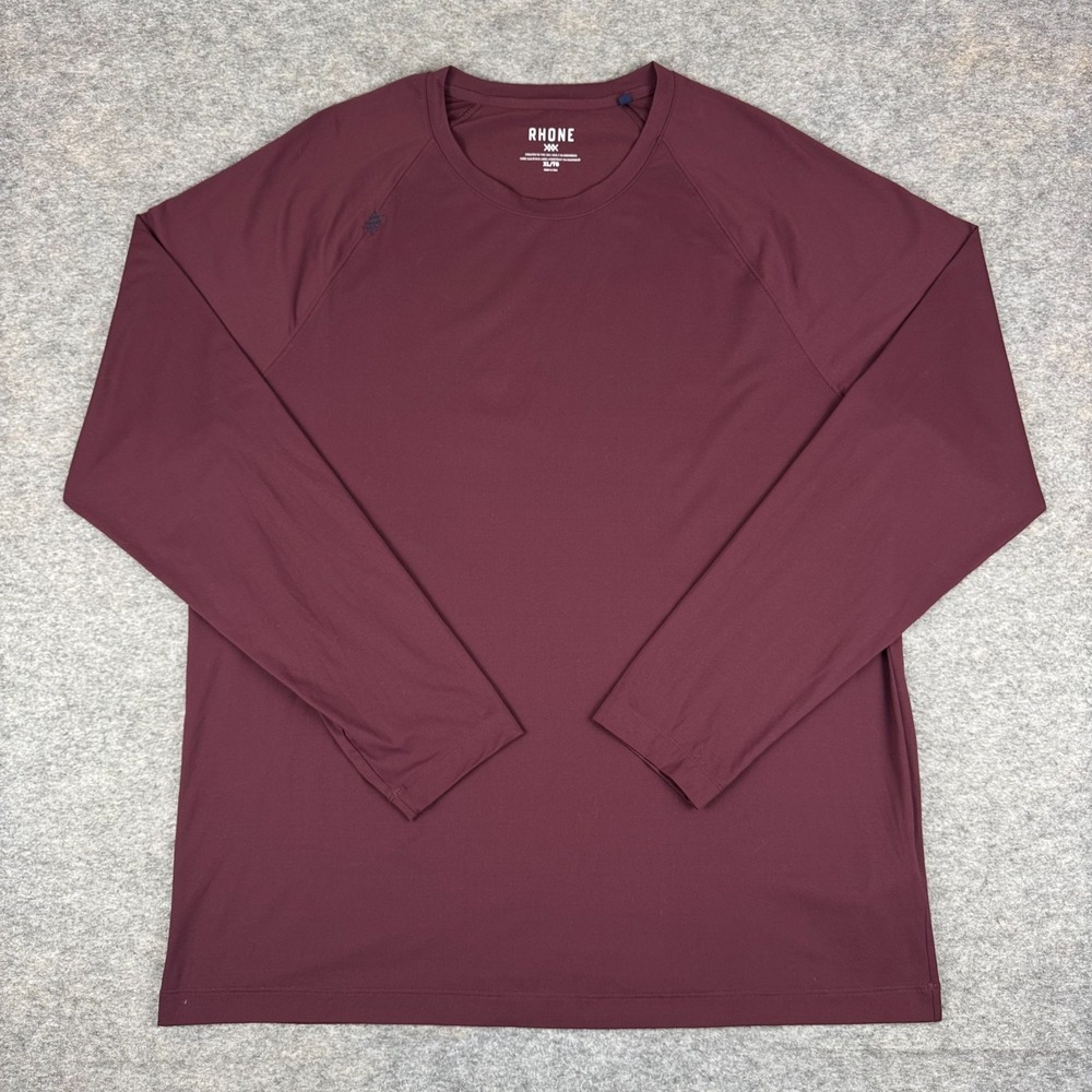 RHONE Reign Performance Shirt Long Sleeve Maroon Mens XL